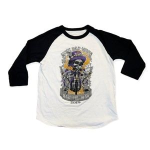 Buckeye Harley Davidson Raglan T Shirt Dayton Ohio Wake the Dead 2019 Size Small